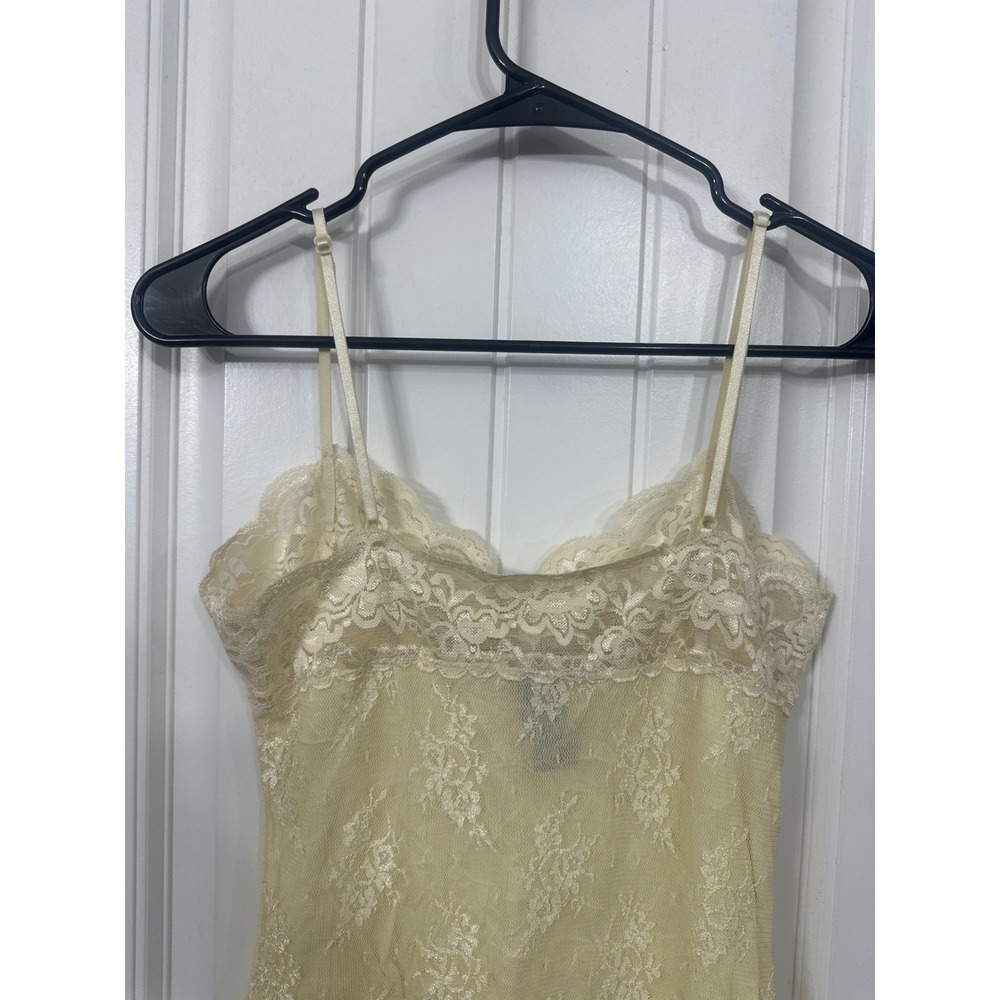 Y2K Charlotte Russe Yellow Floral Lace Camisole Sheer Adjustable Strap Medium - Picture 5 of 7